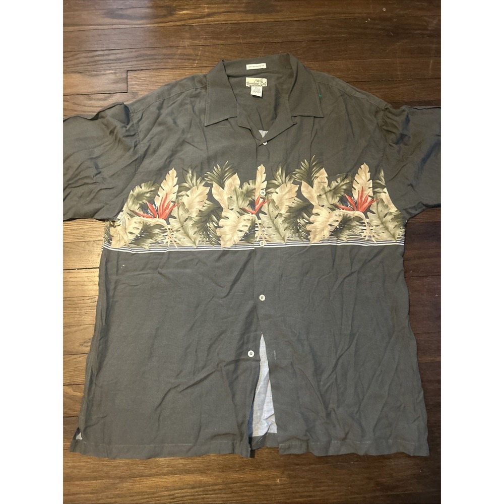 Men's 2XL Bamboo Cay Short Sleeve Shirt With Embroidered Graphics Gray